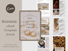 a brochure with gold jewelry on it and the words sell vintage jewels book