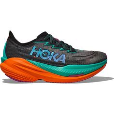 Light  cool and propulsive trainers  the women's HOKA Mach X 2 road-running shoes have a race-ready geometry  increased rocker profile and extra-supportive plate design to supercharge your speedwork. Kids' Bag, Gifts For Campers, Backpacking Packing, Road Running, Black Running Shoes, Plate Design, Short Socks, Rei Co-op, Running Shoes For Men