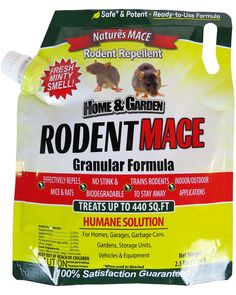 PRICES MAY VARY. PEPPERMINT BLEND: Great for attics, rv's, garages, homes, and outdoors! 2.5 lb granular rodent repellent will cover up to 440 sq ft. It is effective in repelling mice, rats, squirrels, and other pesky rodents. It is used to stop squirrels, chipmunks, and other rodents from digging in flowerpots and beds. It's easy to use and works to stop trailing, nesting, and gnawing rodents. MINTY SCENT: A smell that won't chase you away! Rodent Mace has a fresh minty scent that the whole fam Rodent Repellent, Mice Repellent, Garage Attic, Home Garage, Mouse Rat, Pool Supplies, Garbage Can, In Ground Pools, Picnic Area