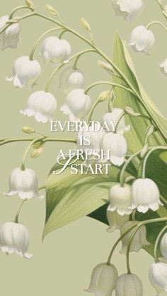 a greeting card with lily of the valley flowers and text that reads, everyday is a fresh start