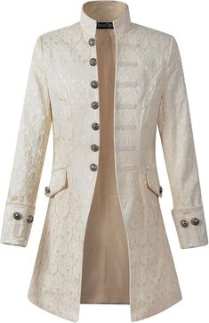 Amazon.com: DarcChic Mens Velvet Goth Steampunk Victorian Frock Coat (S, Cream) : Clothing, Shoes & Jewelry Moda Steampunk, Steampunk Jacket, Tuxedo Coat, Mode Steampunk, Long Sleeve Velvet Dress, Mens Fashion Edgy, Frock Coat, Punk Vintage, Medieval Costume