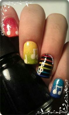 I need to get this done on my nails! Finger Nails, Glamorous Nails, Brick Road, Gradient Nails, Rainbow Nails, Musical Notes