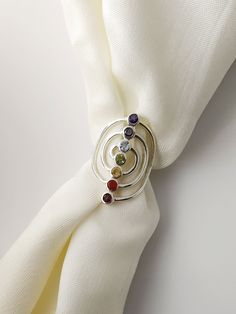 There are seven main energy centers in our body located in a line aligned with the spine. It is believed that when the energy flows through all the chakras properly, our physical, mental and emotional bodies can heal and become balanced. This gorgeous 7 chakra ring is created with 7 different natural Gemstone in 925 Silver . Each one of the 7 chakras is represented by one crystal in coordinating color. The 7 chakra crystals are surrounded by 925 Silver Ring. The 7 Chakra Bracelet Crystals * 7th Amethyst  for  SAHASRARA * 6th Kynite for AJNA * 5th Blue Topaz  for VISHUDDHA * 4th Peridot  for ANAHATA * 3rd Citrine  for MANIPURA * 2nd Carnelian  for SVADHISTHANA * 1st Red Garnet  for MULADHARA Back Side Of The Jewelry   The silver of our Jewelry is never  completely covering .  so that the en Chakra Ring, 7 Chakra Bracelet, Seven Chakra, Energy Centers, Spiral Ring, Emotional Body, Les Chakras, Chakra Jewelry, 7 Chakra