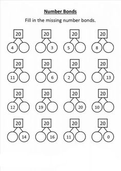 the missing number bonds worksheet