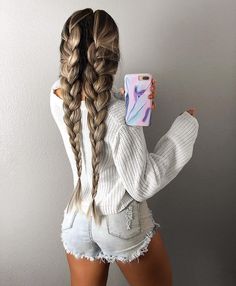 Easy All-Day Hairstyles You Can Achieve Using Hair Extensions Ponytail Hairstyle Ideas, Wedge Hairstyles, Hairstyle Hairstyle, Big Braids, Ponytail Hairstyle, Braided Hairstyle, Braid Hairstyle