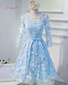 Cheap Homecoming Dresses, Blue Homecoming Dresses, Cheap Evening Dresses, Lace Homecoming Dresses, Applique Dress, Short Prom, Professional Dresses, Homecoming Dresses Short