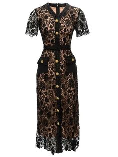 Sasha Hollow Out Belt Midi Dress Party Dress Gold, Laundry List, Fancy Fashion, Crochet Lace Dress, Belted Midi Dress, Lace Dresses, Designer Style, Evening Attire, Flowing Maxi Dress