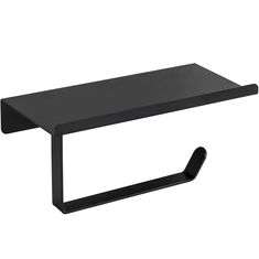 a black shelf with a handle on it