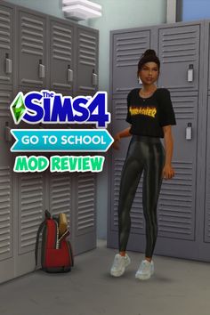 a girl standing in front of lockers with the words, go to school modreview