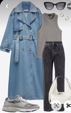 Jean Trench Coat Outfit, Jeans Trench Coat Outfit, Denim Trench Coat Outfit, Denim Coat Outfit, Coat Outfit Casual, Long Coat Outfit, Trench Coat Outfit, Coat Outfit