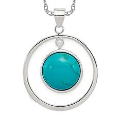 Blue Turquoise Necklace, Silver Circle, Necklace Charm, Fine Jewelry Gift, Turquoise Pendant, Selling Jewelry, Turquoise Blue, Gemstone Pendant, Turquoise Necklace