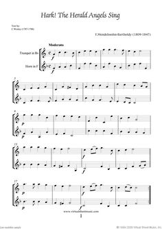 sheet music with the words hartt the herald angels sing