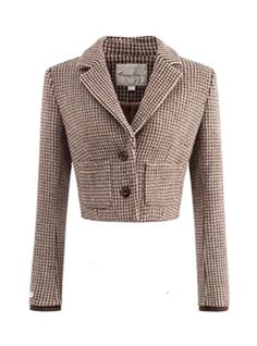 ❤️ Thousand Bird Pattern Retro Lounge Chair + Best + Skirt ❤️ Houndstooth Blazer, Blazer Vest, Jacket Women, High End Fashion, Wool Jacket, Vintage Brown, Dream Wardrobe, Lattice, Jackets For Women