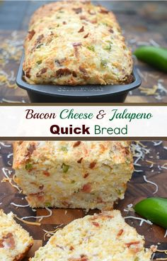 bacon cheese and jalapeno quick bread on a cutting board