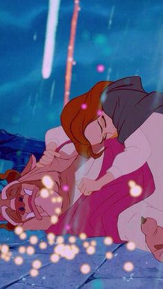 the princess and the frog kissing in the rain