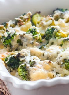 broccoli chicken casserole in a white dish with the title low sodium foodie