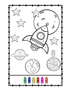 a coloring book with space and stars on it