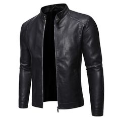 Men's Hooded Faux Leather Jacket - AM APPAREL Faux Leather Jacket Men, Men Leather Jacket, Faux Leather Motorcycle Jacket, Men's Leather Jackets, Stand Collar Jackets, Collar Leather Jacket, Hooded Faux, Black Faux Leather Jacket, Pu Leather Jacket