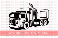 a black and white image of a cement truck with the words svg dxf eps