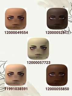 the different types of eyes and eyebrows are shown in this graphic style, with each individual's name on it