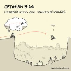 an image of a cartoon drawing with words on it that say, optimish bias