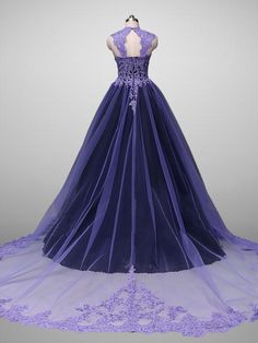 Capture the enchantment of your special day with our Unique Purple Lace Embroidered A-line Black Ball Gown Wedding Dress. This exquisite gown is designed to make a statement, combining the regal charm of a ball gown silhouette with a touch of modern elegance. The rich purple hue adds a unique twist, while the intricate lace embroidery adds a romantic and feminine touch.Crafted with attention to detail, this dress features a flattering A-line silhouette that enhances your curves and offers comfor A-line Wedding Dress With Sweep Train For Debutante Ball, A-line Ball Gown For Wedding And Prom Season, Wedding Ball Gown For Prom Season With A-line Silhouette, A-line Wedding Ball Gown For Prom Season, A-line Gown With Sweep Train For Banquet, A-line Ball Gown With Sweep Train For Prom Season, A-line Ball Gown For Debutante Ball And Prom Season, A-line Wedding Ball Gown With Sweep Train, Wedding Ball Gown With Sweep Train A-line Silhouette