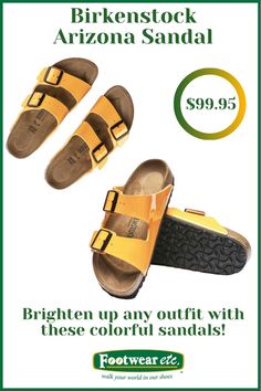 The Birkenstock Arizona Sandal will brighten up any outfit! Colorful Sandals, Womens Slides Sandals, Birkenstock Sandals Arizona, Colored Sandals, Simple Sandals, Birkenstock Women, Womens Slides