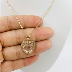 Real 10k Solid Gold Necklace And Love Heart Pendant Chain 18” In Length And 2mm Wide Dainty Yellow Rose And White Gold Necklace & Love Charm With White Cubic Zirconia 18mm Small Box Included Cadena De Mujer O Nia Joven De Oro De 18 Pulgadas De Larga Dije De Corazn “Love” En Oro Con Zirconia Blanca De 18 Milmetros New Jewelry Stock #71956 Rose Gold Heart-shaped Jewelry Stamped 14k, Gold Double Heart 14k Stamped Jewelry, Gold Heart Necklace Stamped 14k, 14k Gold Heart Pendant With Vvs Clarity, Gold Lariat Necklace, Layered Choker Necklace, Choker Collar Necklace, White Gold Necklace, Layered Necklaces Silver