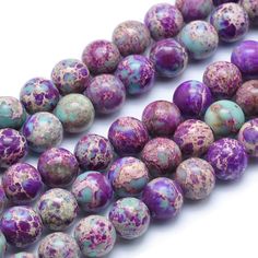 Imperial Jasper Beads, Round, Blue Violet Color. Semi-Precious Stone Jasper Beads for Jewelry Making. Size: 6mm Diameter, Hole: 1mm; approx. 60-62pcs/strand, 15" inches long. Material: Natural Imperial Jasper. Dyed Blue Violet Color. Polished, Shinny Finish. * Stone is a natural product, there will be variations in tone, texture and color between each batch. Jasper Color, Imperial Jasper, Bleu Violet, Semi Precious Beads, Fabric Beads, Picture Jasper, Blue Violet, Jasper Beads, Beading Supplies