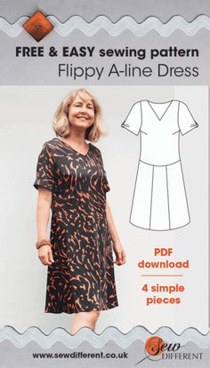 an image of a woman wearing a dress sewing pattern