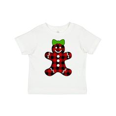 Treat the baker in your life to our Buffalo Plaid Gingerbread Girl Toddler T-Shirt. Size: 7.  Color: White.  Gender: female. North Carolina Gifts, Papas Girl, Gingerbread Girl, Mermaid Gifts, Granddaughter Gift, Green Bows, First Halloween, Girl T Shirt, Baby T Shirt