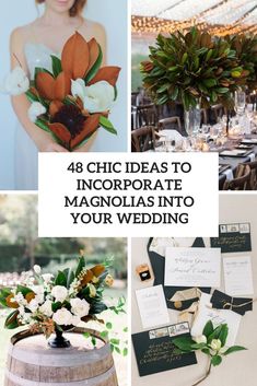 four different images with the words, 4 chic ideas to incorporated into your wedding