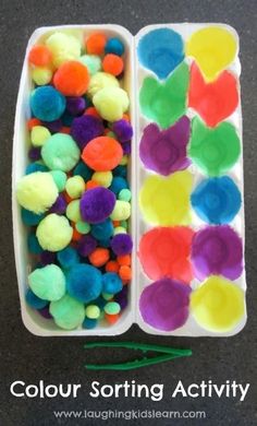 Color Activity, Color Sorting Activities, Preschool Colors, Motor Skills Activities, Sorting Activities, Color Sorting, Egg Carton