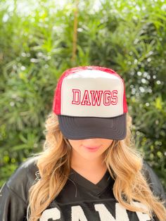 Custom Team Sports Name - Dawgs Trucker Hat- Georgia Foam Vintage Trucker Hat Unisex Adult Size - Pick Your Colors by thepurplepetunia on Etsy Collegiate Trucker Hat For Baseball Season, Cheap Trucker Hat For Sports Events In Team Colors, Cheap Sports Trucker Hat With Embroidered Logo, Cheap Collegiate Hats For Sports Events, Adjustable Collegiate Trucker Hat Baseball Cap, Team Spirit Snapback Baseball Cap For Sports, Collegiate Style Adjustable Trucker Baseball Cap, Sporty Snapback Baseball Cap For Fan Gear, Sporty Team-colored Cap