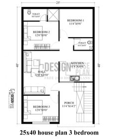 the floor plan for a house with 3 bedroom