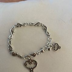 Silver Brighton Bracelet With 2 Heart Charms Cute Silver Bracelets, 2000s Jewelry, Silver Bracelet Stack, Promise Bracelet, Mixed Metal Bracelets, Promise Jewelry, Perfume Jewelry