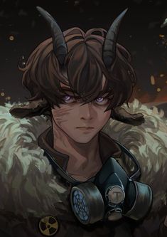 an anime character with horns on his head