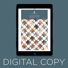 an ipad with the text block star on it and a photo of a quilt pattern