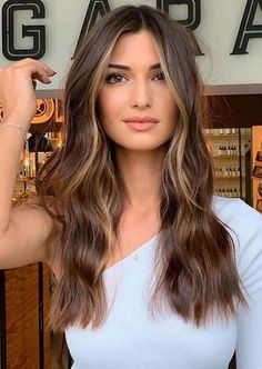 Highlights Brown Hair Short, Golden Highlights Brown Hair, Brown Hair With Blonde Balayage, Highlights Brown Hair Balayage, Medium Length Brown Hair, Rambut Brunette, 2020 Hairstyles, Blond Balayage, Caramel Hair