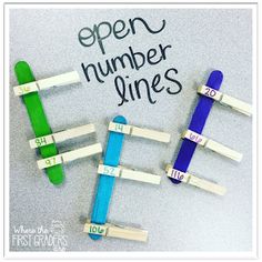 four toothpicks with the words open number lines on them