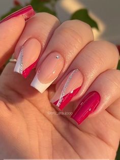 Square Gel Nails, Xmas Nail Art, Red Acrylic Nails, Gold Glitter Nails, Short Acrylic Nails Designs, Clean Nails, Hot Nails, Xmas Nails