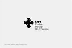 the light motion design conference logo is shown in black and white, with an abstract shape