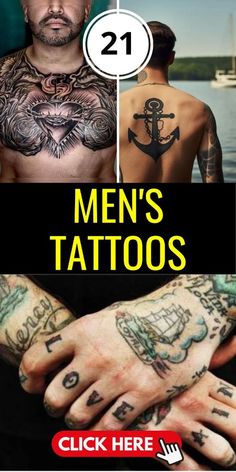 two men with tattoos on their hands and one has an anchor tattooed on his chest