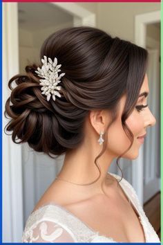 a woman wearing a wedding hair comb