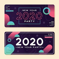 two new year's eve party tickets with the numbers 20 and 30 on them