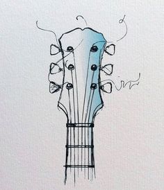 a drawing of an acoustic guitar with strings