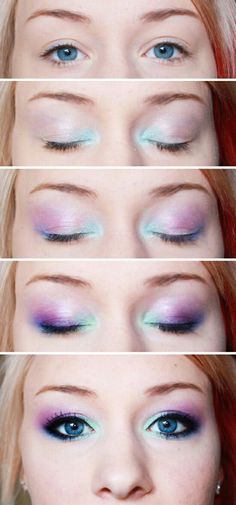 80s Eye Makeup, Simple Eyeshadow Tutorial, Mermaid Makeup Halloween, Galaxy Makeup, 80s Makeup, Simple Eyeshadow, Mermaid Halloween, Unicorn Makeup, Unicorn Halloween