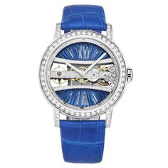 Supplier Model #: B113/03278Manufacturer Part Number: BLUE WOMEN'S: 113.000.69/0F03 BD91G Corum Watches, Golden Bridge, Diamond Watches For Men, Blue Band, Gold Case, Skeleton Watch, Diamond Watch, Swiss Made, Watch Sale