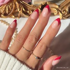 Embrace a classic look with a twist in the Rose Garden Nail Set. These semi-translucent short almond nails feature a deep red tip that brings instant sophistication to any outfit. Perfect for date nights or adding a pop of color to your daily style! Key Features Length: Short Shape: Almond Finish: Glossy Opacity: Semi-Transparent Thickness: 0.6mm Reusable, each wear lasts up to 2 weeks Waterproof Customizable Vegan & Cruelty-free Red Love Heart Acrylic Nails, Valentines Nails Red Tips, Red Nail Designs With Heart, Red French Tip Nails With Heart Design, Red French Tip Nails Almond With Heart, Red Heart Tip Nails, Red French Nails With Heart, Red Tip Oval Nails, Red French With Heart