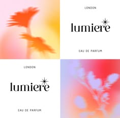 three different logos with flowers in them on the same page, one is for lumiere